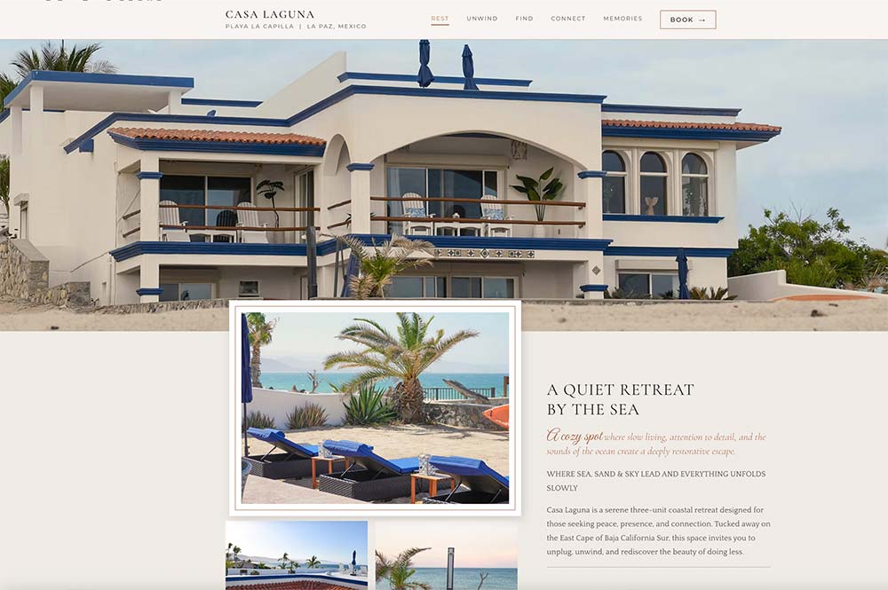 Casa Laguna Baja landing page website design