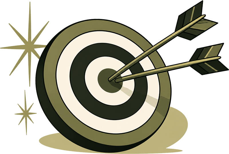 Retro target and arrow illustration representing SEO strategy and search ranking goals.